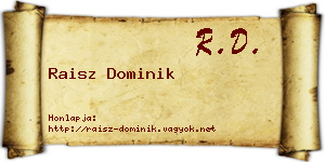 Raisz Dominik névjegykártya